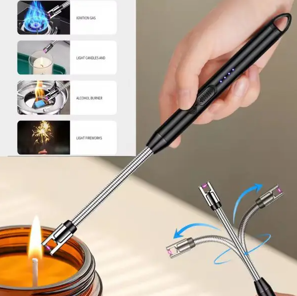 Kitchen Electric USB Windproof Lighter – Rechargeable Flameless Arc Lighter for Gas Stove, Candle & BBQ Use